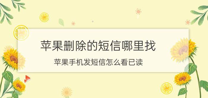 苹果删除的短信哪里找 苹果手机发短信怎么看已读？